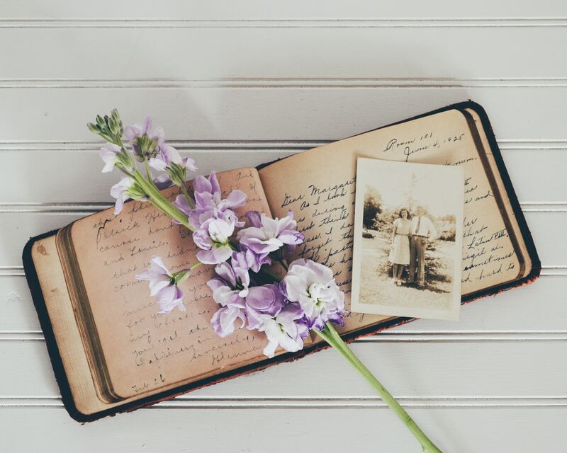 ретро, книга, цветы