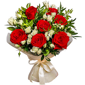 Red rose 50 cm - 11, Spray rose: white, cream, light pink 50 cm - 12, Pistachio, Felt, Ribbon