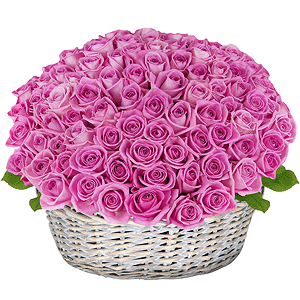 Basket of 101 pink roses with delivery Vologda