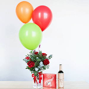 Gift set "Roses, sweets, balloons and non-alcoholic wine" with delivery Vologda