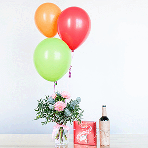Gift set "Gerberas, sweets, balloons and non-alcoholic wine" with delivery Vologda
