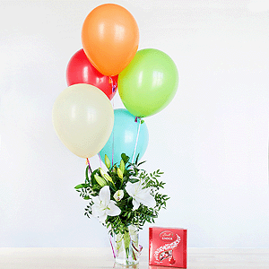 Gift set "Lilies, sweets and balloons" with delivery Vologda