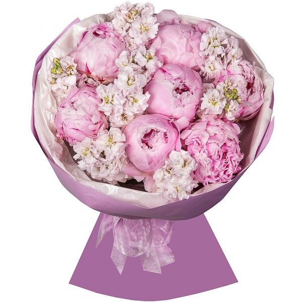 Peony pink - 7, White Matthiola - 18, Wrapping Paper