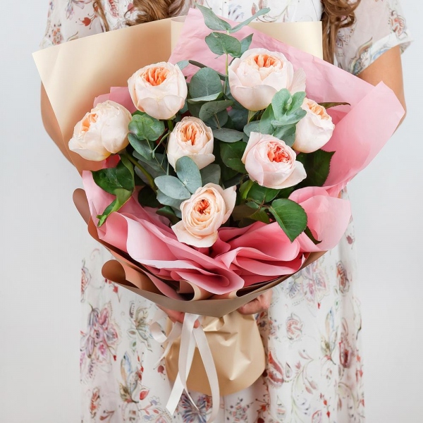 David Austin peonyroses - 15, Eucalyptus Cinerea, Wrapping Paper