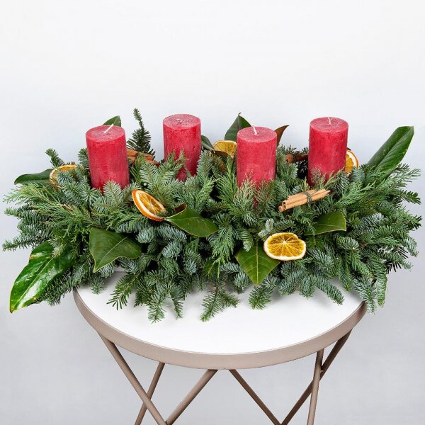 Spruce branches (1pc.), Oasis, Pot for compositions, Candle, Salal, Christmas decor (set), Thuja