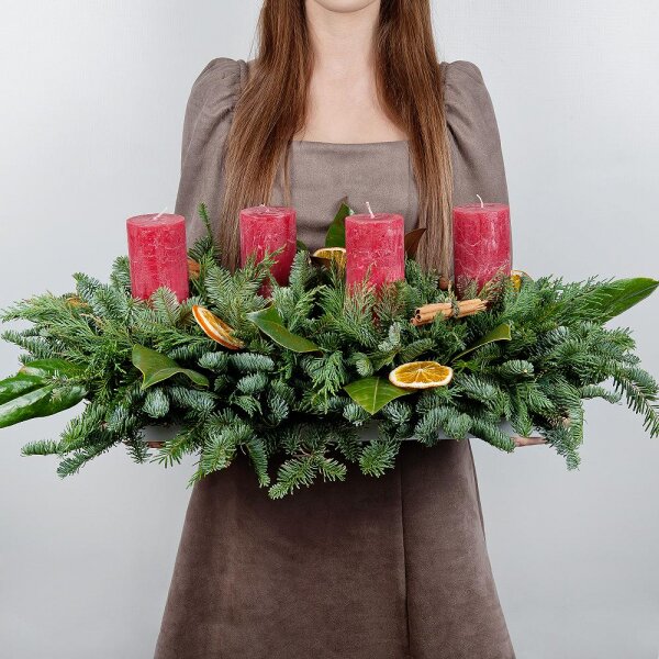 Spruce branches (1pc.), Oasis, Pot for compositions, Candle, Salal, Christmas decor (set), Thuja
